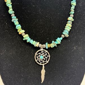 Carolyn Pollack 925 Sterling Silver Turquoise Dream Catcher Pendant Necklace
